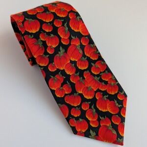 Beans McGee Mens Cotton Tie Pumpkin Harvest Thanksgiving Halloween Orange Black